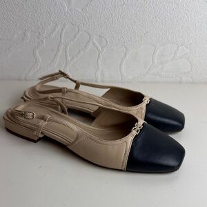Sam Edelman Women's Beige Black Slingback Flats Size 9
